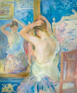 In front of the mirror, c. 1890 by Berthe Morisot