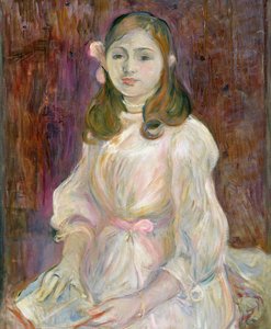 Portrait of Julie Manet (1878-1966) Holding a Book, 1889 by Berthe Morisot