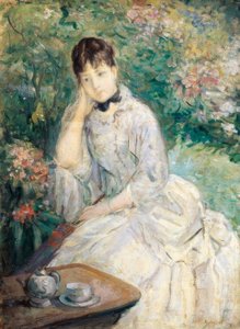 Young Woman Seated on a Sofa by Berthe Morisot
