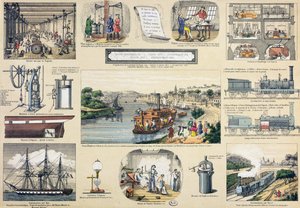 History of Steam, illustration for an educational textbook, mid 19th century by Bertmont