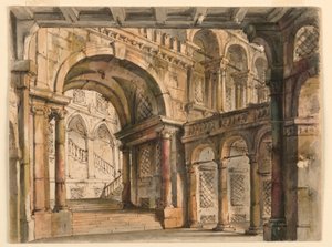 Stage Design, Palace Courtyards and Staircases by Bibiena Family, 1657