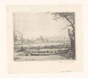 Canal with a Large Boat and a Bridge by Birger John Forsberg