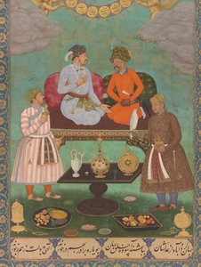 Jahangir Entertains Shah Abbas from the St. Petersburg Album (detail) by Bishandas