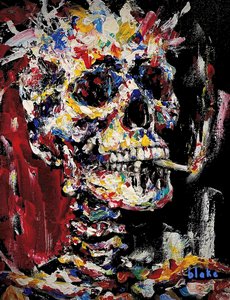 Skull With Spliff by Blake Munch