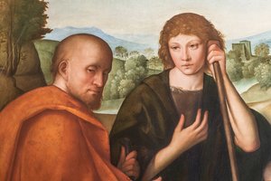 Adoration of the Shepherds Madonna with Infant Jesus and Two Shepherds (detail) by Boccaccio Boccaccino