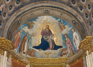 Apse, Catino Apse, Boccaccio Boccaccino, Pantocrator among Saints Marcellino, Imerio, Omobono, Peter Exorcist