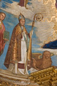 Apse, Pantocrator among Saints Marcellino, Imerio, Omobono, Peter Exorcist (detail of St. Imerio)