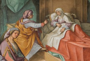 Central Nave, Second North Span, Birth of the Virgin, Boccaccio Boccaccino 1514-15, (detail) by Boccaccio Boccaccino