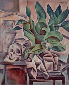 Still life showing skull by Bohumil Kubišta