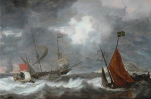 Sea Storm with Sailing Ships by Bonaventura I Peeters