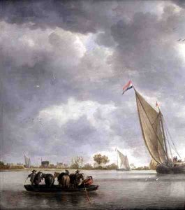 Builders Repairing a House by a River by Bonaventura Peeters