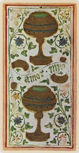 The Two of Cups (facsimile of a tarot card from the 