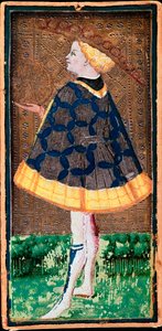 Valet de Denier Card. Map of the Tarot Game made by Bonifacio Bembo (1420-1482) for Filippo Maria Visconti, about 1440. Bergamo, Galleria dell