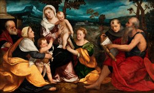 The Holy Family surrounded by Saints