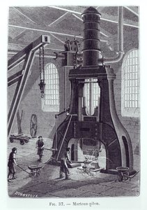 The Le Creusot Power Hammer, illustration for a book about industrial machines, c. 1880 by Bonnafoux