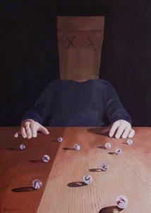 Faceless Figure and Marbles by Borgenhag Holmqvist