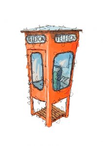 Orange Telephone Booth by Borgenhag Holmqvist