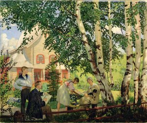 At Home by Boris Mikhailovich Kustodiev