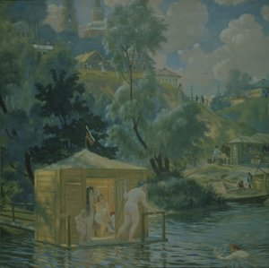 Bathers, 1921 by Boris Mikhailovich Kustodiev