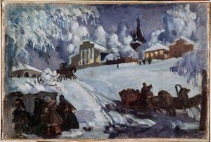 Winter. Sleigh Ride by Boris Mikhailovich Kustodiev