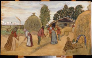 Threshing Floor by Boris Mikhailovich Kustodiev