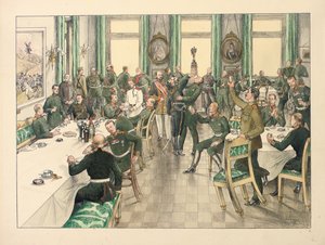 The Traditional Breakfast held to commemorate the Battle of Telish in which the Egerski Guards Regiment took part on 12 October 1877 by Boris V. de Heroys