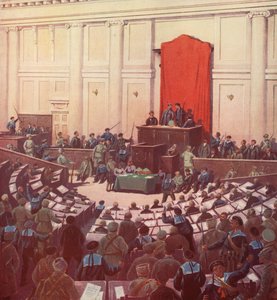 The Only Sitting of the Russian Constituent Assembly in Petrograd After the October Revolution by Boris Vasilievich Zvorykin