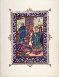 Illustration for the Fairy tale of Ivan Tsarevich, the Firebird, and the Gray Wolf