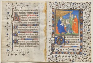 Bifolio from a Book of Hours: Adoration of the Magi by Boucicaut Master