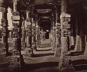 Interior of the Colonnade of Hindu Pillars at the Qutub