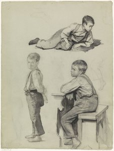 Three Studies of a Boy, Standing, Lying, and Sitting on a Bench