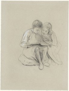 Two Children Reading by Bramine Hubrecht