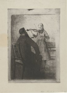 Girl Playing Violin and a Man