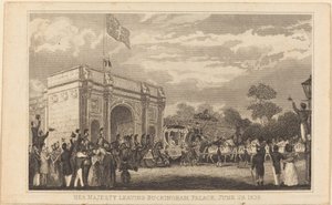 Her Majesty Leaving Buckingham Palace, June 28, 1838 (left half)