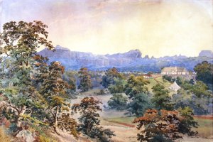 A Homestead in a Valley by British School