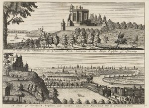 A view of the Observatory in Greenwich Park... A view of Deptford and London taken from Flamsteed Hill in Greenwich Park, c.1750 by British School
