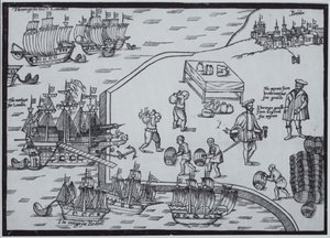 English merchants buying wine in Bordeaux, France by British School