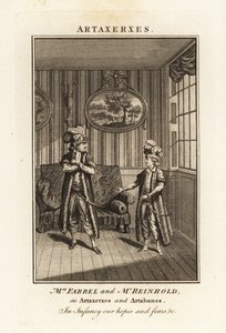 Margaret Farrel and Charles Frederick Reinhold in Persian costume as Artaxerxes and Artabanes in Thomas Arne