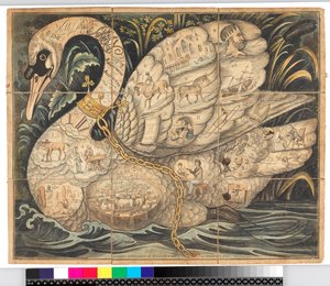 The Noble game of the Swan: Game board with 19 compartments