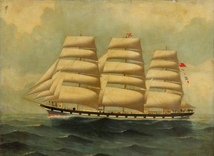 The Ship Harlech Castle by British School
