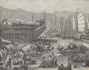 Vessels in busy port, Shanghai, China