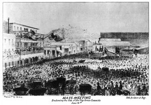 A mass meeting outside Fort Vigilant, Sacramento, California by Britton and Rey