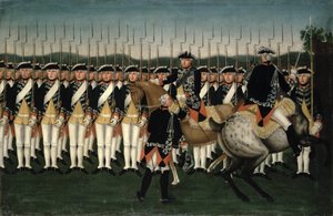 Friedrich II (1712-86) with the Hesse Guard Regiment