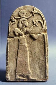 Stele Depicting a Deity Worshipping the Tree of Life