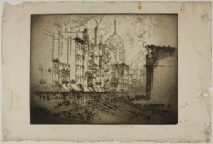 Chicago - Clark Street, Corner of Harrison Street by Bror Julius Olsson Nordfeldt