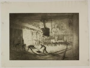 Chicago - Open Hearth Furnace, Illinois Steel Co. by Bror Julius Olsson Nordfeldt