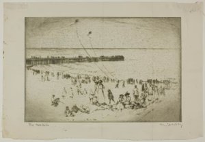 Chicago - The Two Kites, Jackson Park Beach by Bror Julius Olsson Nordfeldt