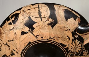 Attic Red-Figure Cup Depicting Scenes from the Trojan War (detail) by Brygos Painter