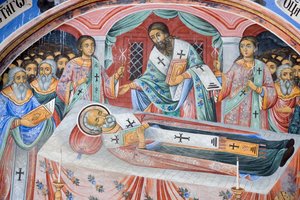 Bulgaria, Rila Monastery, Funeral Fresco at Church of Nativity of Virgin