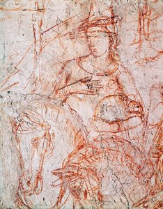 An Elegant Lady Holding a Small Dog in Her Arms by Buonamico Buffalmacco